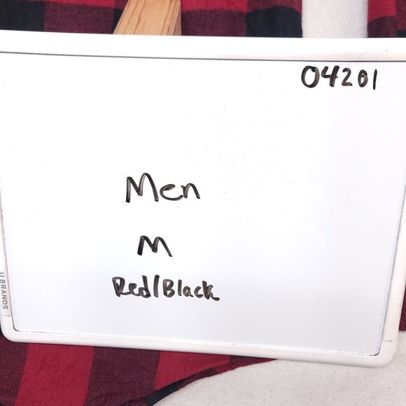 Croft & Barrow Buffalo Check Flannel Button Up Shirt Mens Size Medium M Red - Picture 9 of 10